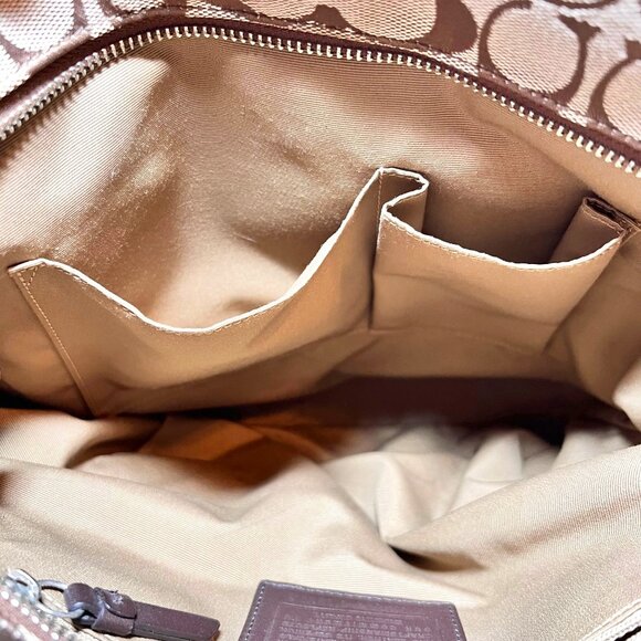 Coach Jacquard/Leather Hampton Collect. Vintage-Turnlock-Brown/Tan Textile Signa - Picture 15 of 16